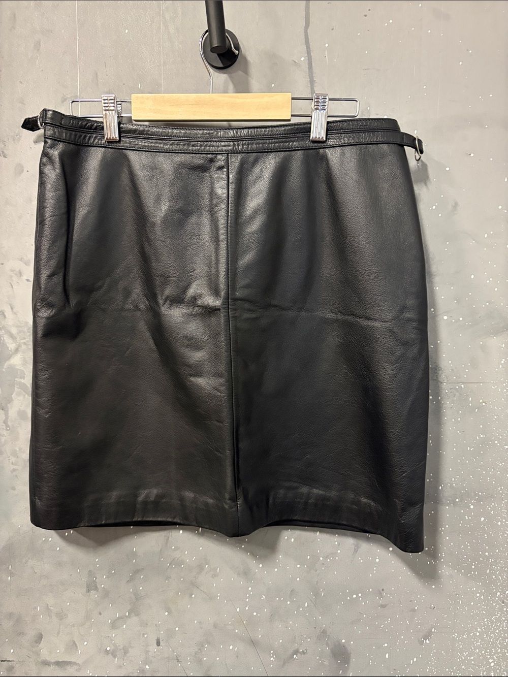 Vintage 90s Ralph Lauren Black Leather Mini Skirt